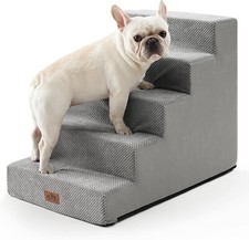NEW Dog Stairs for Small Dogs, 5 Tier Wide Pet Stairs for High Beds, Grey