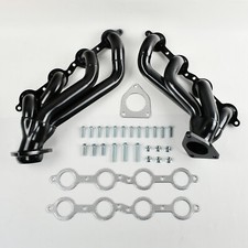 T304 Ss Shorty Headers For Chevy Gmc 02-13 Trucks Suv 4.8l 5.3l 6.0l 6.2l Black