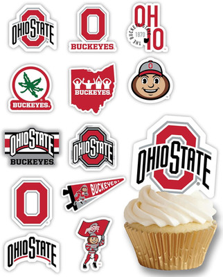 Ohio State Merch Cupcake Toppers & Decorations OSU Party Cake Decor 24 Pcs