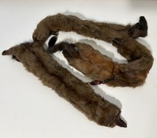 Antique Vintage Real Mink Pelt Fur Shawl Collar Stole Wrap w/ Chain Clasp