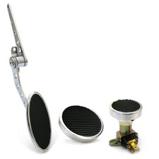 Chromed Billet Firewall Mount Gas Pedal, Round Brake/Clutch Pedal  Dimmer Pad