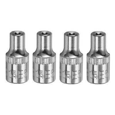 4pcs E-Torx Socket 1/4'' Drive E5 External Torx Deep Socket 1'' Star Sockets