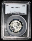1951 Washington Silver Quarter 25c PCGS MS65