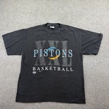 Vintage Detroit Pistons Shirt Mens Large Black NBA Basketball Hanes 90s