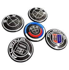 50th BMW Alpina Real Carbon Fiber Black White 82mm Front 74mm Rear Emblem Decal