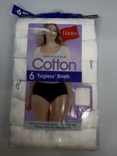 Hanes Women's Breathable Cotton Tagless Briefs 6 Pack Size 8/XL White New