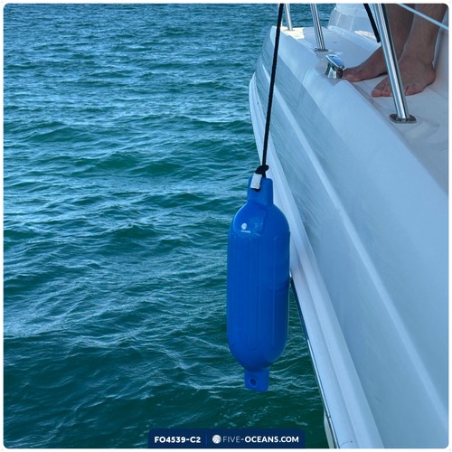 Boat Fenders Complete Set, Blue 4.5" x 16", Includes 3/8" x 15' Dock Lines - Picture 7 of 9