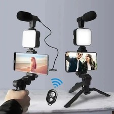 Smartphone Vlogging Kit Tripod Mic LED Light for TikTok YouTube Live USA Seller