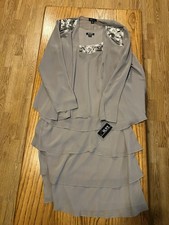 SLNY taupe Dress Suit Silver Accents Mother of the Bride Set Regular Size 10