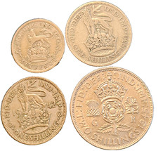 Sixpence 1925 ,Shillings 1930, 1942 + Florin 1945