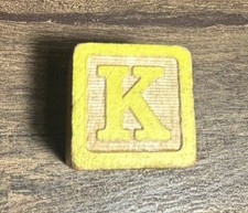 Vintage Wooden Alphabet Block Letter  K  Child Toy Decor ABC Block
