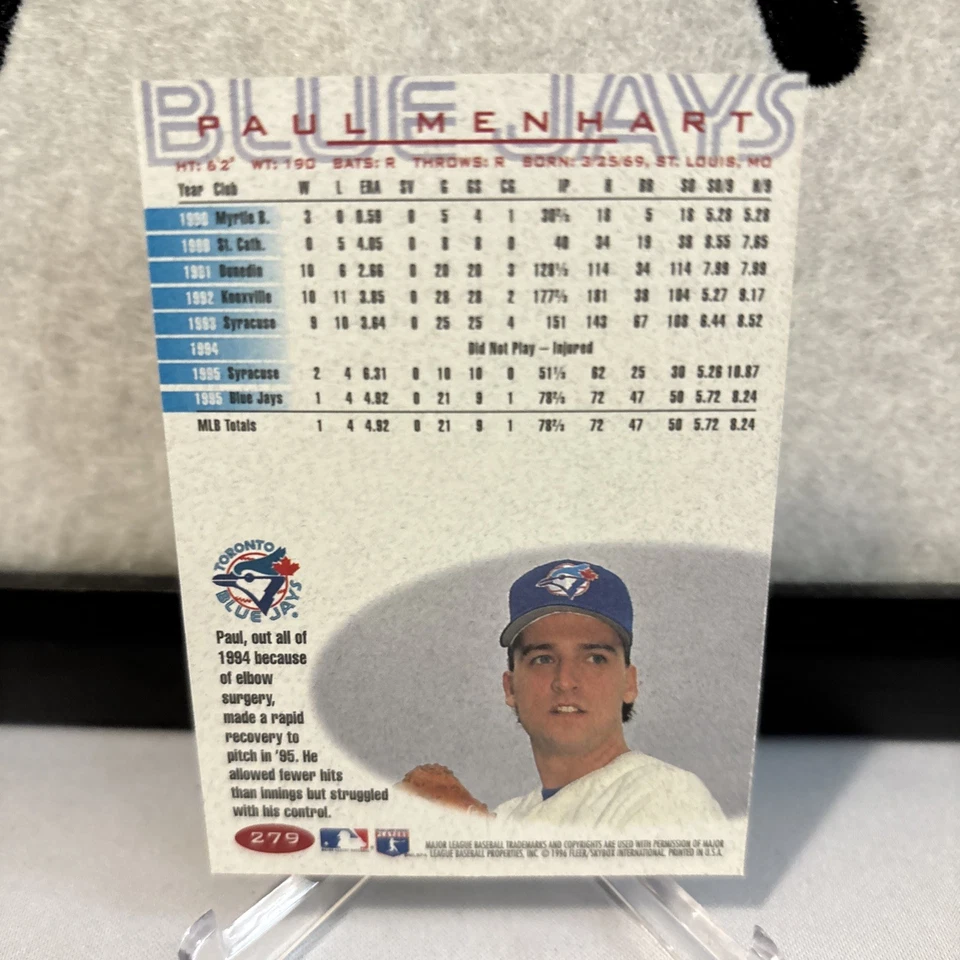 1996 Fleer - Paul Menhart #279 (RC) - Image 2 of 2