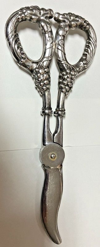Vintage sterling silver-handled grape shears-GOULD SILVER COMPANY,GERMANY