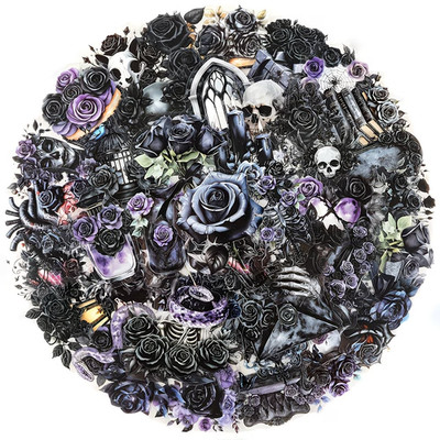 50x BLACK ROSE Stickers Aufkleber Labels Etiketten Gothic Sticker Dark Flowers