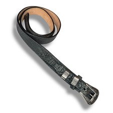 Vintage Nocona Western Leather Buckle Elephant Embossed Gray Made In USA Texas