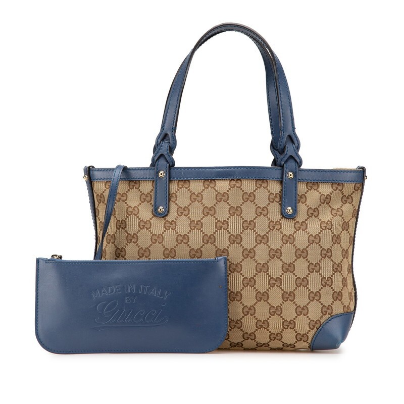 Gucci GG Canvas Shoulder Tote Bag in Beige Blue for Women