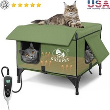 Heated Cat House Waterproof Insulated Outdoor Shelter W/ Intelligent Thermostat