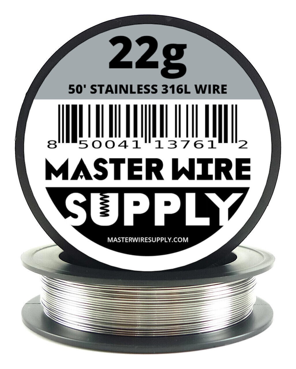 Stainless Steel 316L - 50ft - 22 Gauge Wire 22g - 0.65mm - 0.025in - Master Wire