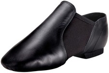 Leather Jazz Shoe Slip-on for Women Men Dance Shoes Black 8.5M