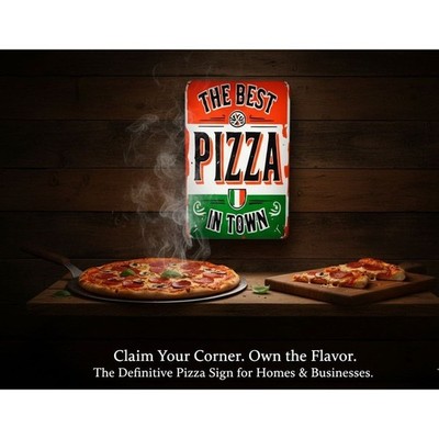 ''The Best Pizza in Town'' Vintage Italian LED Lightbox Sign (10''x7'')   Illuminate