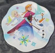 Zak Designs Disney Frozen Child Melamine Scalloped Plate Elsa Anna Olaf - EUC