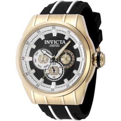 Invicta Men's Watch Speedway Chronograph Black and White Silicone Strap 49055
