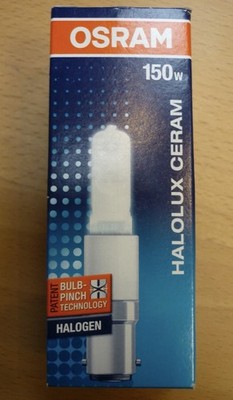 OSRAM Halogen Halolux Ceram 150 W 64477 230V B15d matt Made in Germany