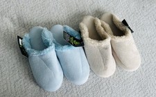 2 Dawgs Women's Foam Slide Slippers, Baby Blue and Beige, Size Small NWT NEW