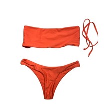 Zaful Bright Orange Strapless Bikini Set Womens S 2 Piece Swimsuit