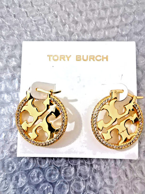 2026 Tory Burch roundness gold Zircon inlay Earrings New