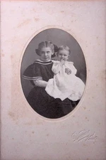 Antique Board photograph Sisters in Sailor and Lace Attire Early 20th Century
