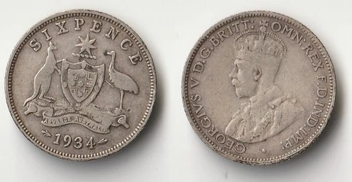 Photo of a 1934 Australia Sixpence from an eBay listing that sold on Jun 6, 2026