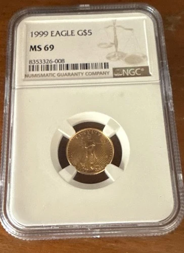 1999 American Gold Eagle $5 -MS 69 NGC 1/10 oz.