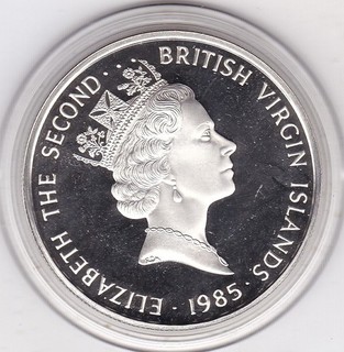 1985 BVI Large 20 Dollar Sterling Silver Proof Coin 'Golden Cross'