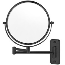 8 Inch Wall Mounted Makeup Mirror 10X Magnification Double Sided Matte Black