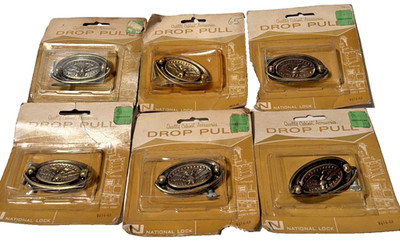 National Lock Eagle 2 in Center Drawer Handle Drop Pull For Cabinet NOS Lot of 6