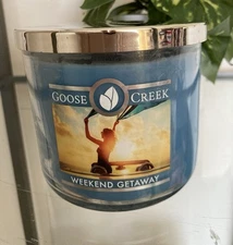 WEEKEND GETAWAY goose creek candles 14.5 Oz Jar New 3 Wick Rare/retired