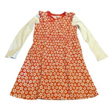 Tea Collection Girls Red Floral Long Sleeve Wrap Dress Ruffle Shoulder Size 5