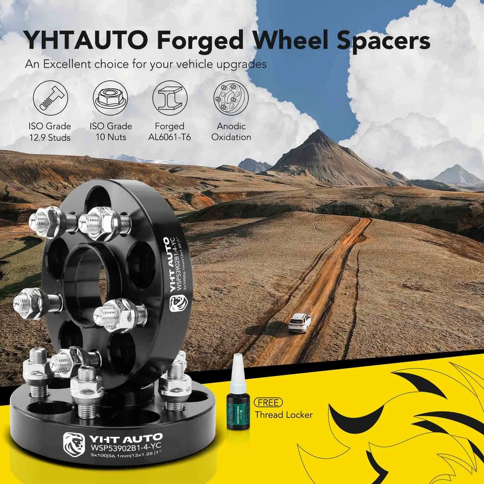 4 piezas 5x100 a 5x100 mm espaciador de rueda 1" M12x1,25 pernos 56,1 mm para Toyota Subaru Foto 2 de 4