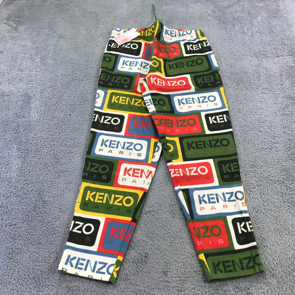 Pantalones de chándal Kenzo para hombre grandes etiqueta verde estampado por todas partes jogger tobillo cremallera cordón Foto 2 de 4