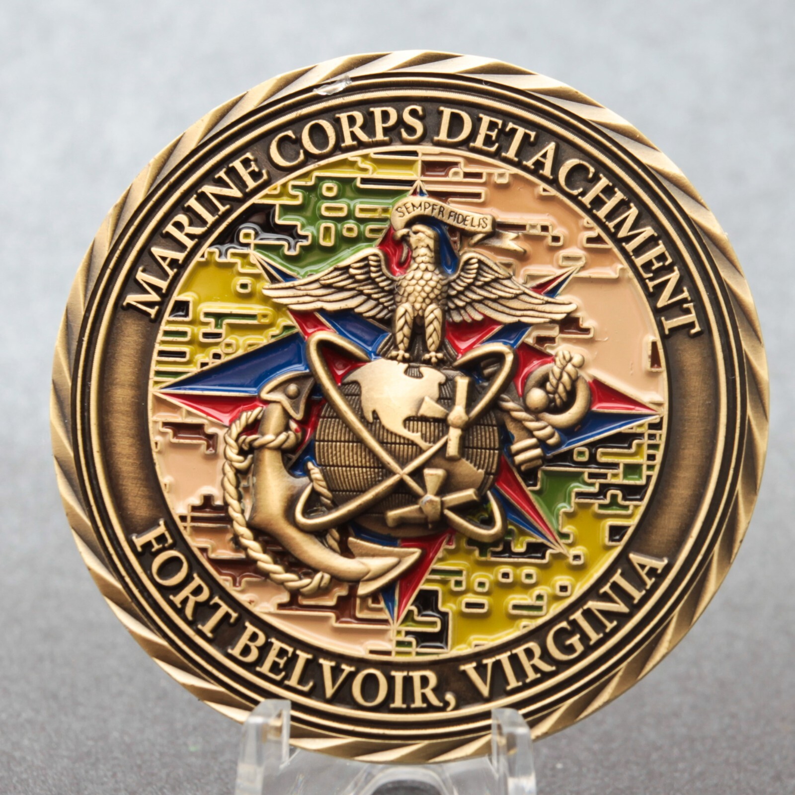 MARINE CORPS DETACHMENT FT BELVOIR CHALLENGE COIN USMC BGIS IGIS TIAC INTEL RARE