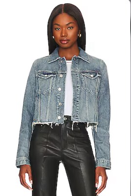 GRLFRND Cara Cropped Denim Jacket Shoreline Size XXS BNWT