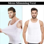White Mens Body Shaper Slimming Tummy Vest Compression Shapewear Undershirt