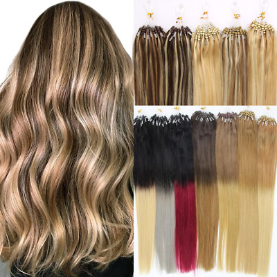 Micro Beads Loop Tip Hair Extensions Micro Ring Link Remy Human Hair Thick 1g/s