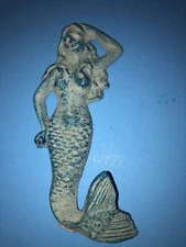 ONE, coastal blue, MERMAID, WALL HOOKS, cast iron, BEACH decor, Nautical, Tiki