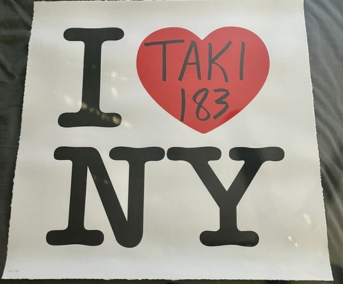 TAKI 183 I Heart NY Red Edition Screen Print Edition of 183 20x20" NYC Tag - Picture 3 of 3