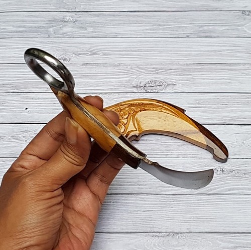 Ethnic Karambit Traditional Knife Minangkabau Handmade Flower Carving Silat - Afbeelding 5 van 6
