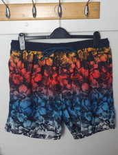 MATALAN Mens XL Multi-Colour Floral Swim Shorts With Pockets Summer 