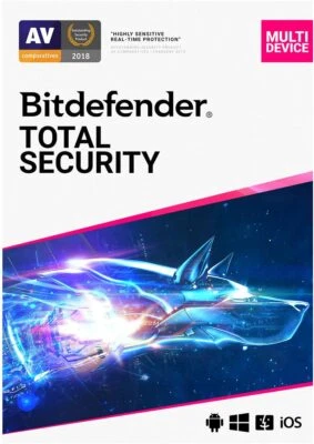Bitdefender Total Security 2026 - 3 dispositivos 1 año ganar Mac iOS Android clave del mismo día