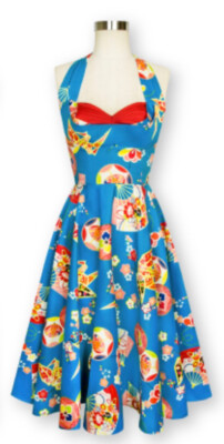 Tracy Diva Pinup Lena Dress 2 Geisha Fans Paper Crane Retro